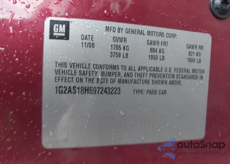 2009 Pontiac G5 z USA, uszkodzony, nr VIN 1G2AS18H697243223